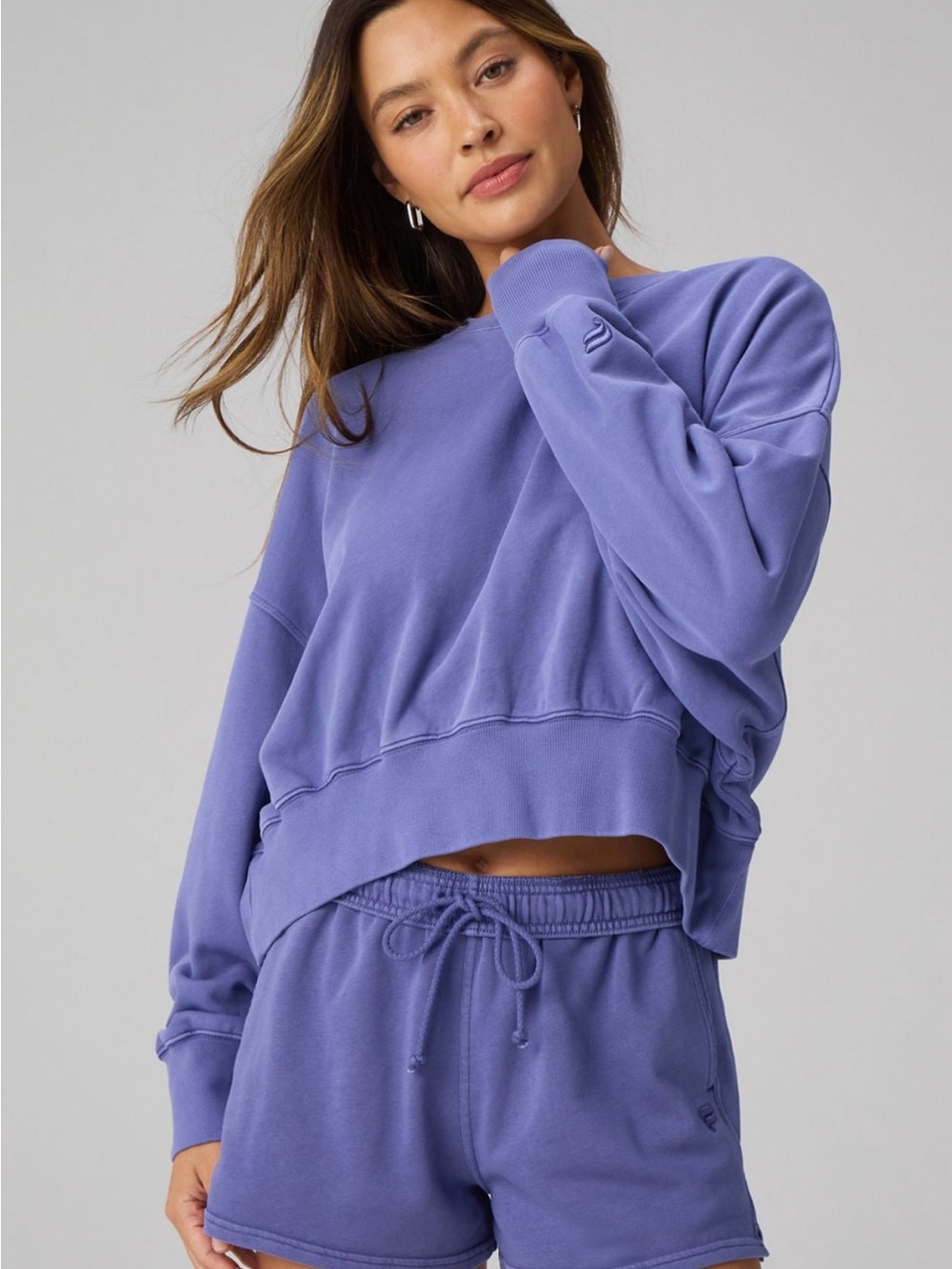 Fabletics Lavender/Purple Relaxed Crewneck Sweatshirt